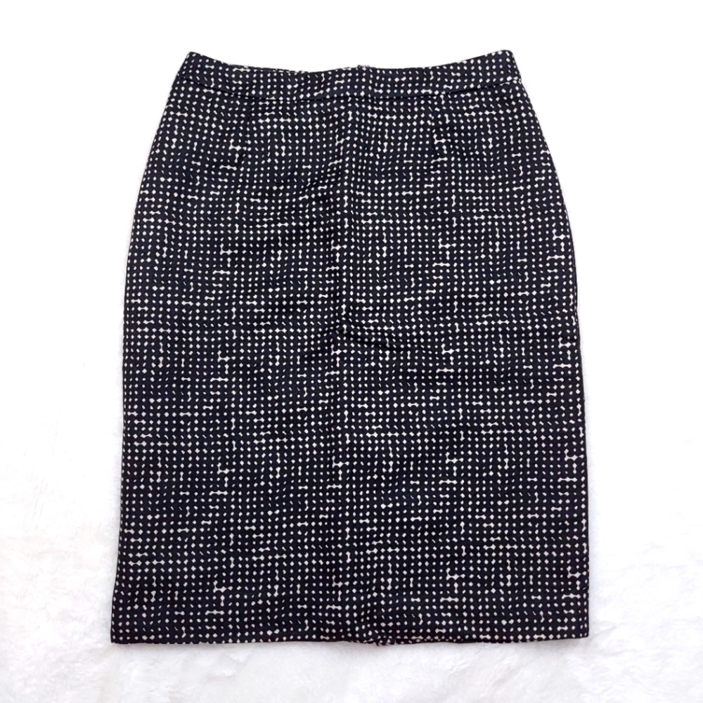 Tory Burch Black White Pencil Skirt Lined Back Zipper Size 0